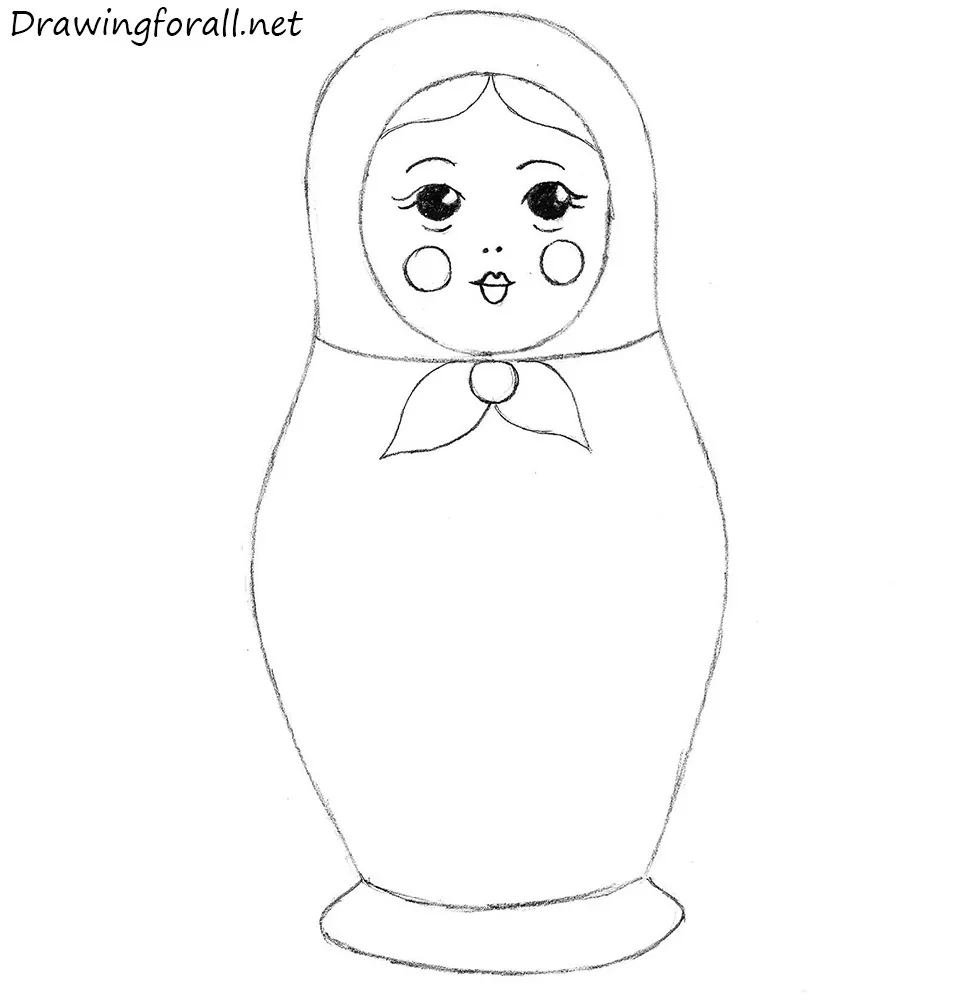 Japanese doll sketch for your design Royalty Free Vector