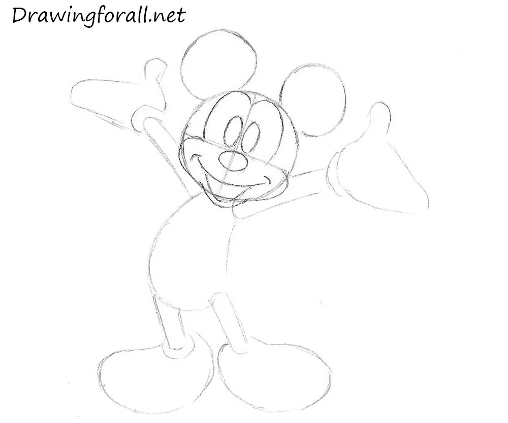 Mickey Mouse drawing - How to draw Mickey Mouse - Easy drawings easy