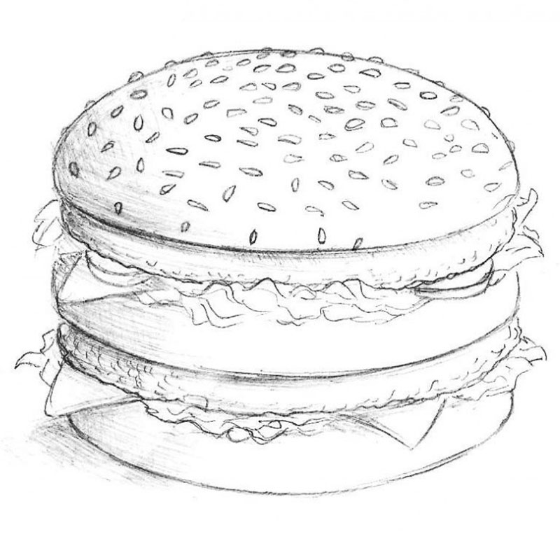 How to Draw a Burger Step by Step Easy Drawing - Coloring Page - YouTube