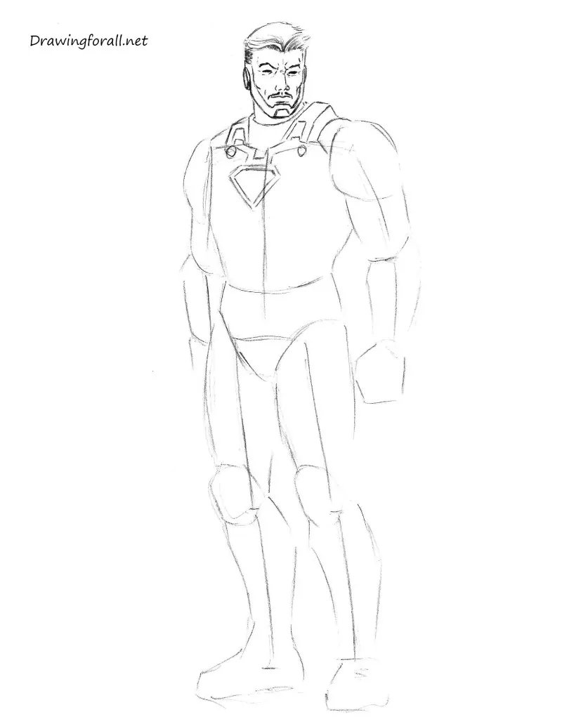 Transparent Iron Man Png - Cartoon Iron Man Drawing, Png Download - kindpng