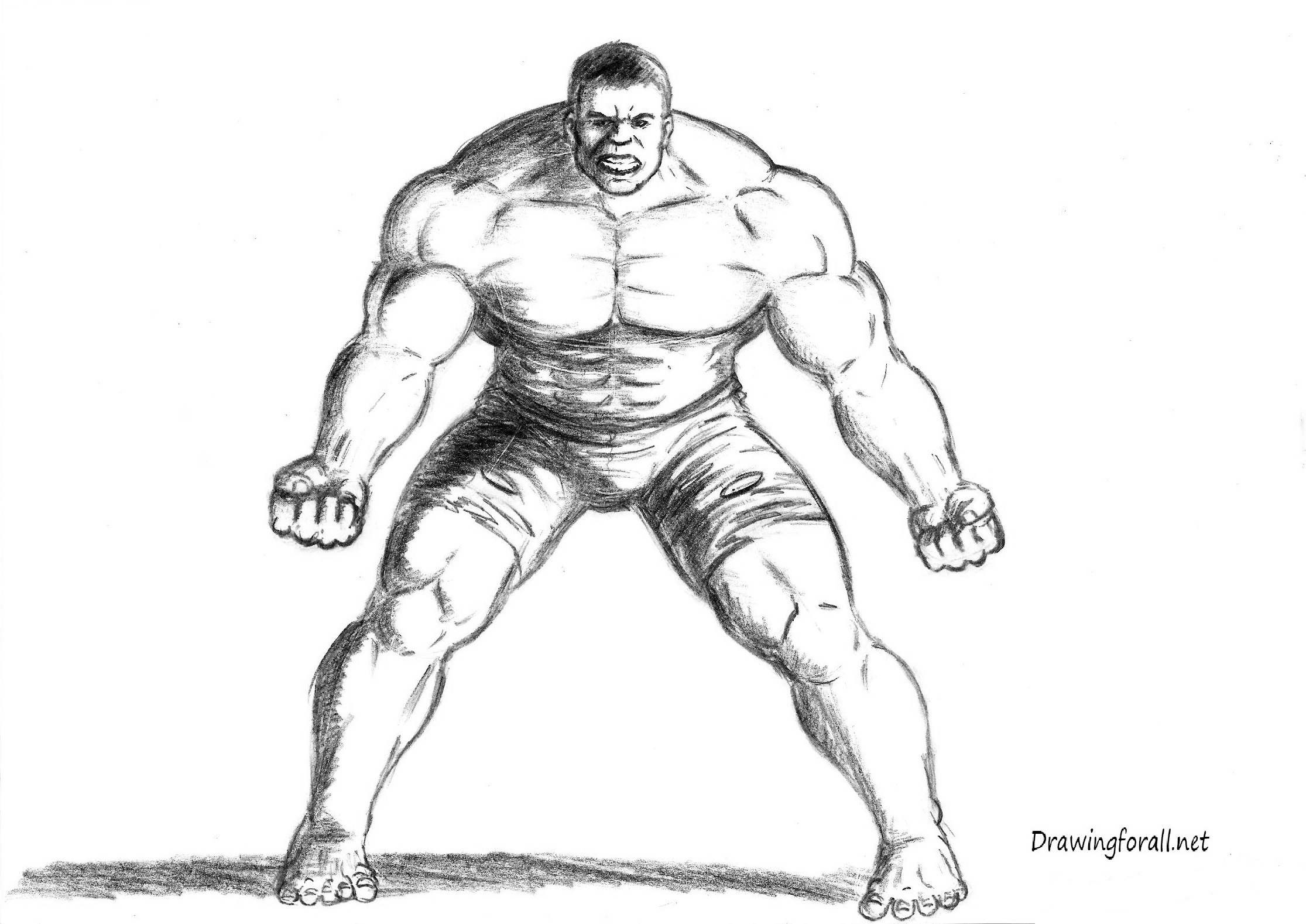 how to draw hulk step by step