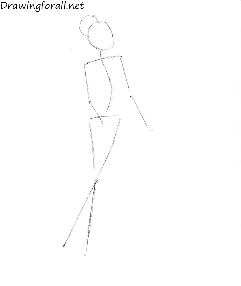 A line drawing of a woman in a pose to look back - Stock Illustration  [96551247] - PIXTA