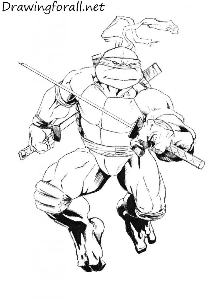 how to draw a ninja turtle body