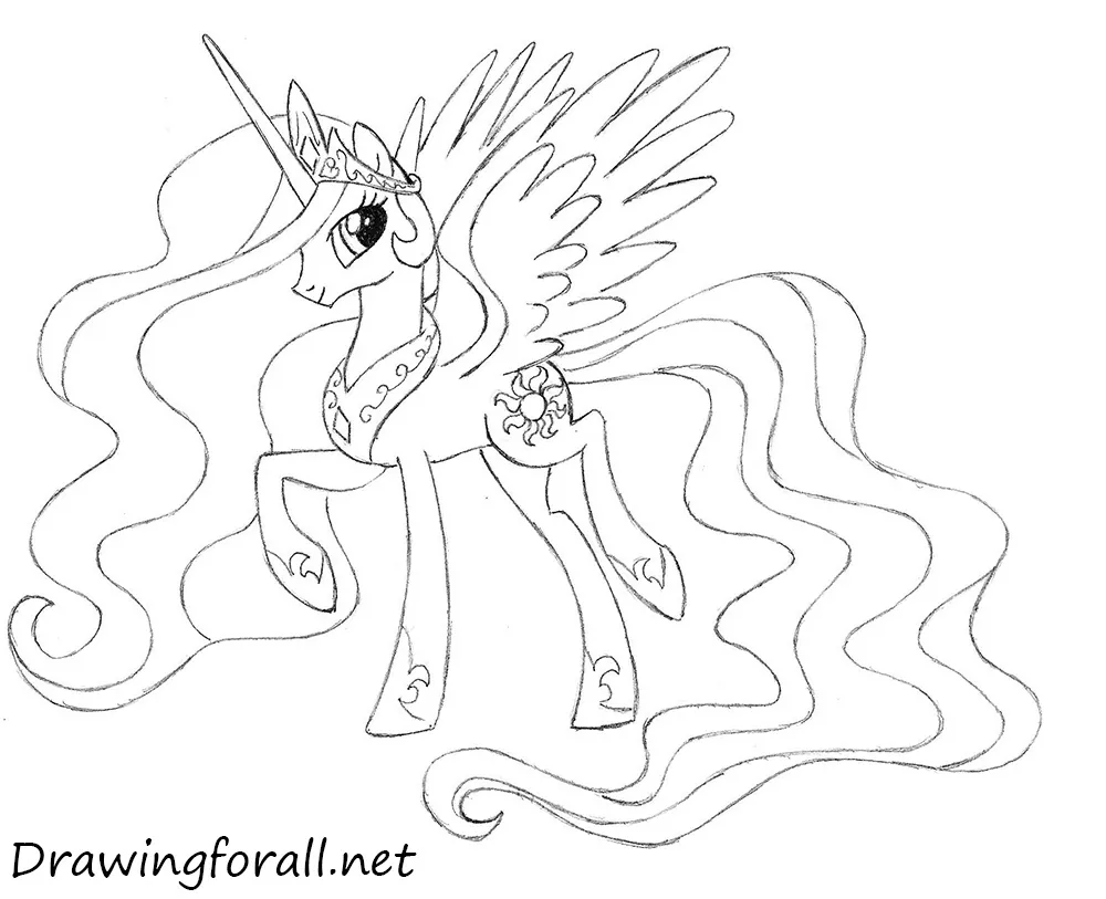 How to Draw Princess Celestia from My Little Pony - Really Easy Drawing  Tutorial