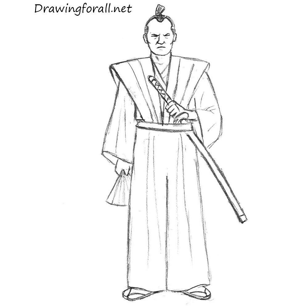 Samurai Warrior Swordfight Stance Drawing