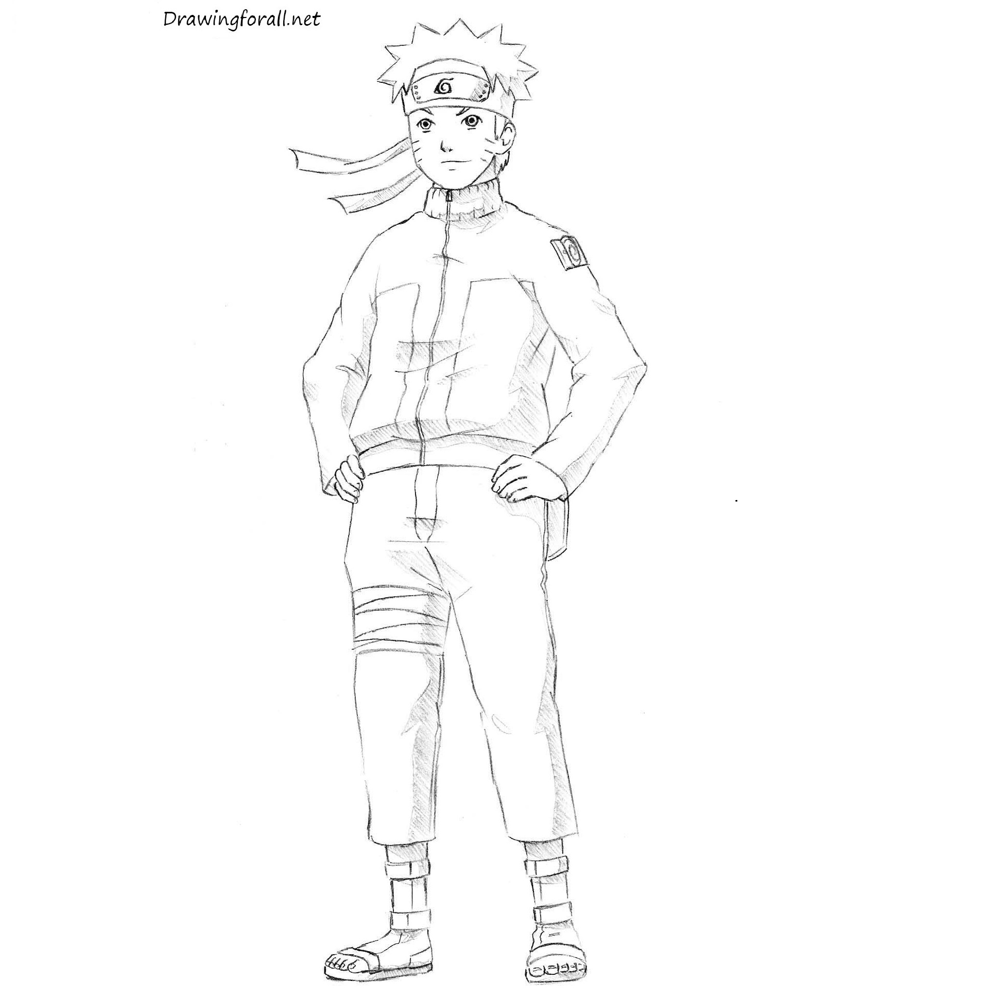 Easy Anime sketch  how to Draw Naruto uzumaki [ full body] step