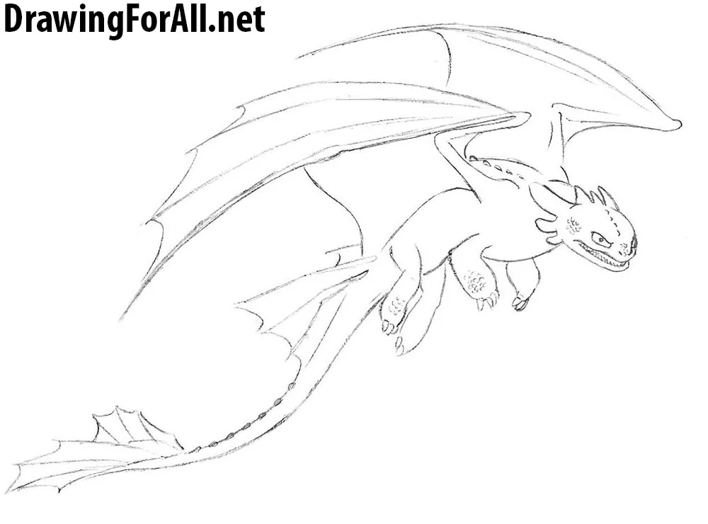 How to draw Toothless flying | Step by step Drawing tutorials