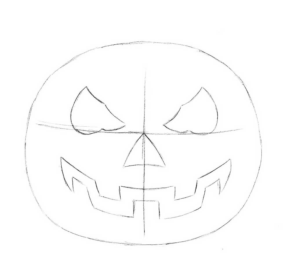 how to draw a halloween pumpkin face