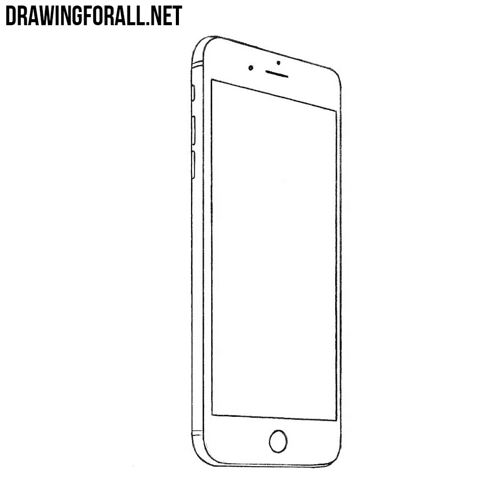 How to Draw a Mobile Phone (Everyday Objects) Step by Step |  DrawingTutorials101.com