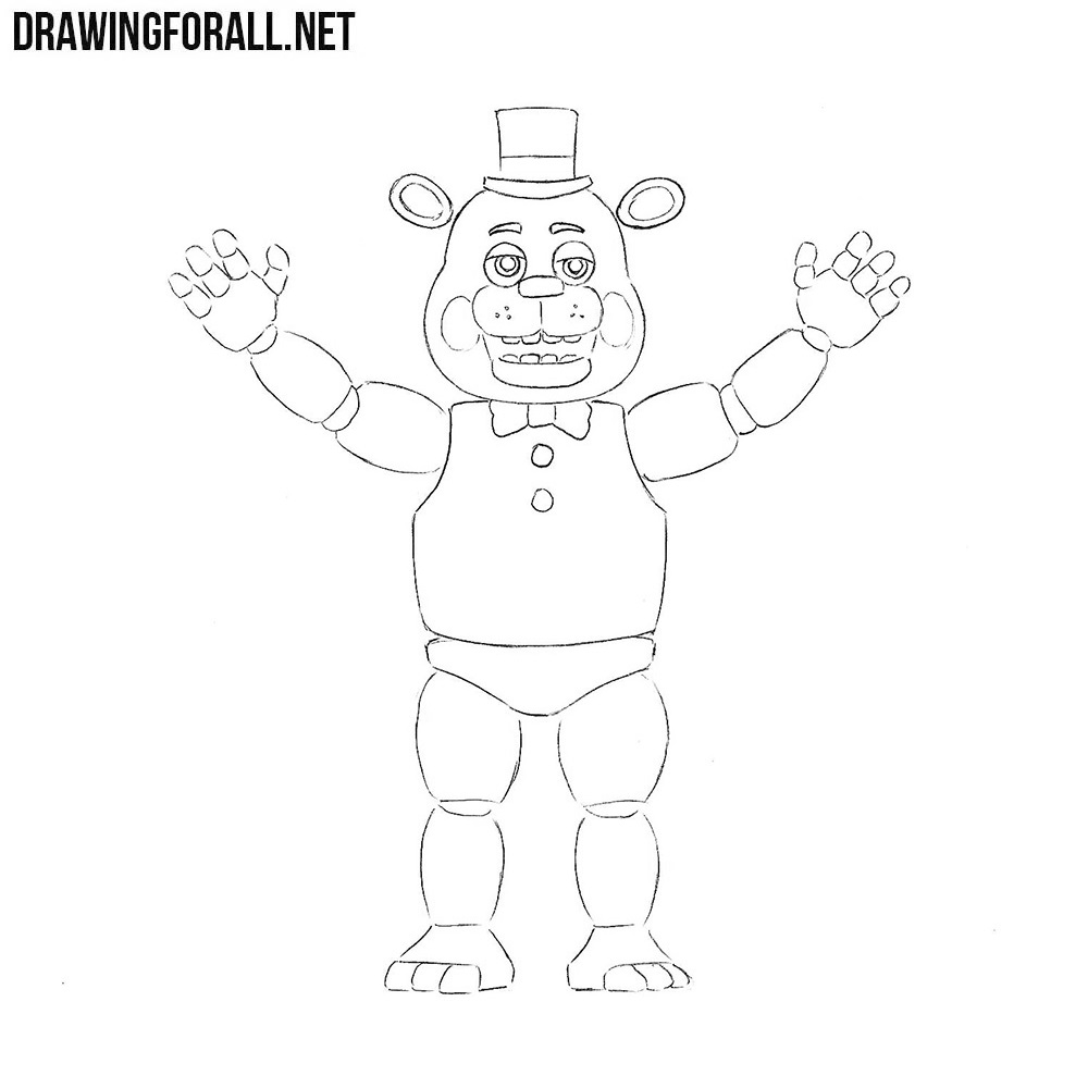 How To Draw Freddy Fazbear At Five Nights At Freddy S Step 10 Foxy And