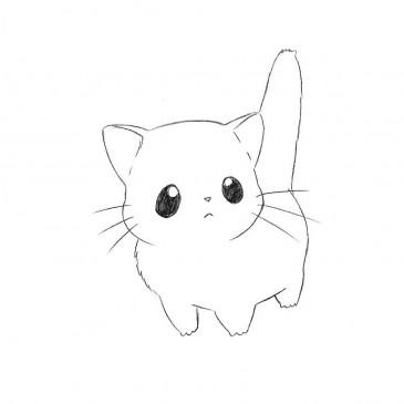 Cute cartoon cat of a white fluffy Royalty Free Vector Image