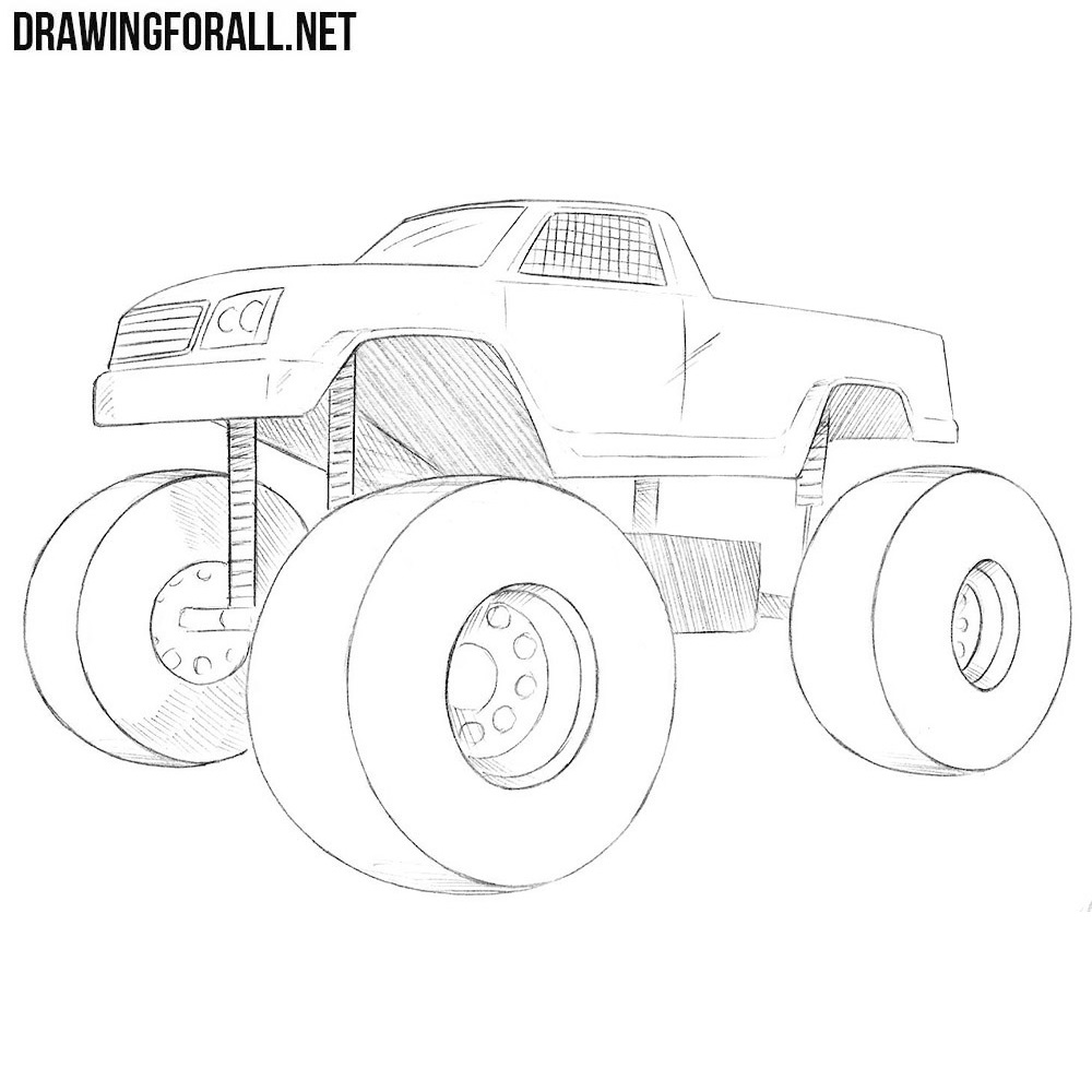 Best Sketch Monster Truck Drawing for Girl