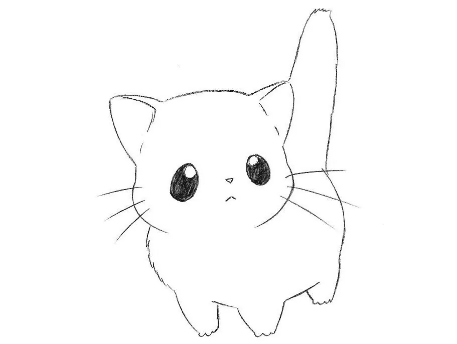 Cute Kitty Coloring Page With Happy Eyes Outline Sketch Drawing Vector, Anime  Cat Drawing, Anime Cat Outline, Anime Cat Sketch PNG and Vector with  Transparent Background for Free Download