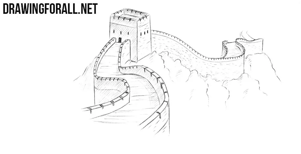 great wall of china side view drawing