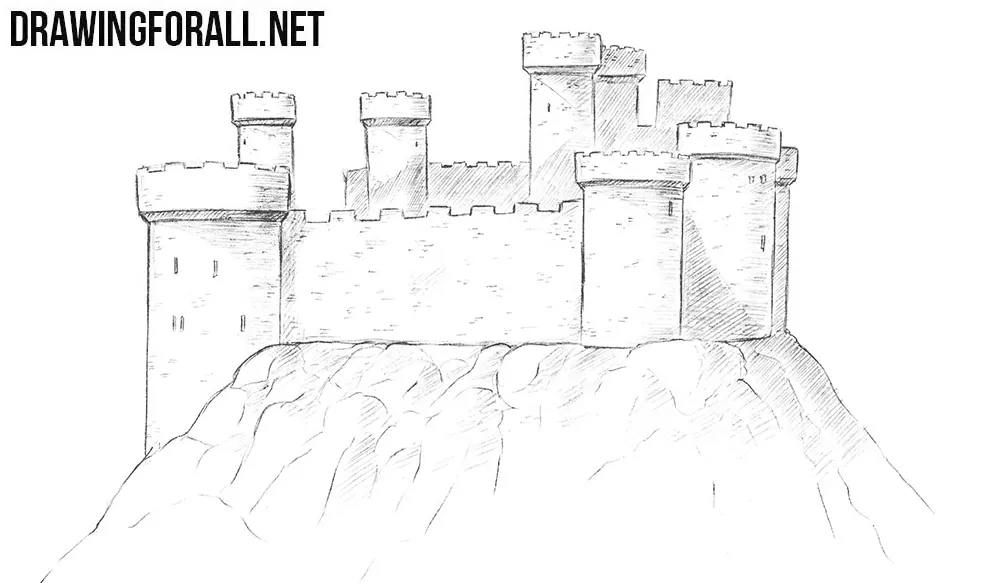 Sketch of a medieval fortress. Sketch of the medieval fortress of st. olav  in finland. | CanStock