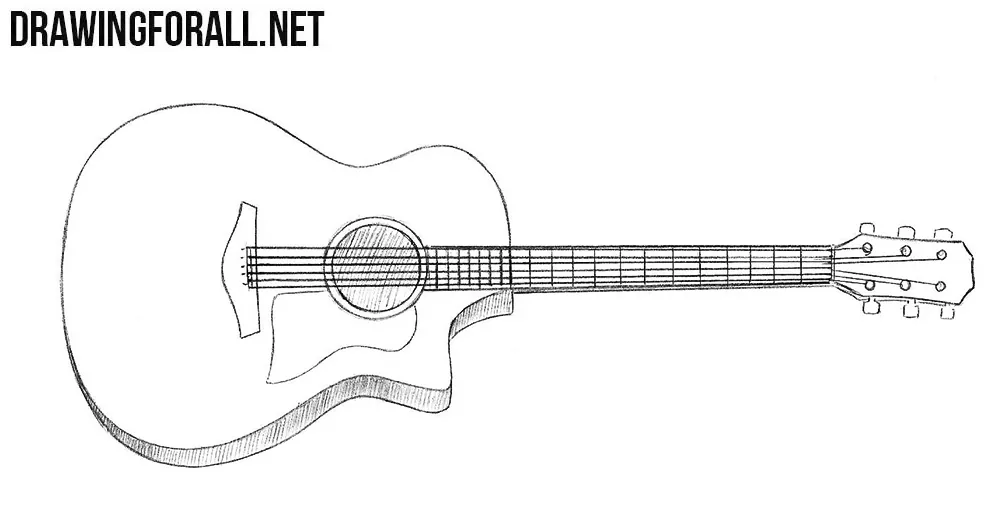 Premium Vector | Hand drawn acoustic guitar element. doodle sketch style.  drawing line simple acoustic music guitar icon. isolated vector  illustration.