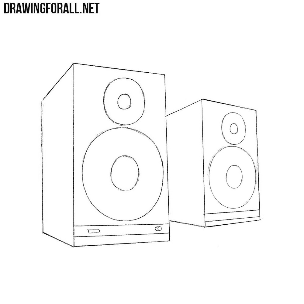 Continuous one line drawing music system speakers Vector Image