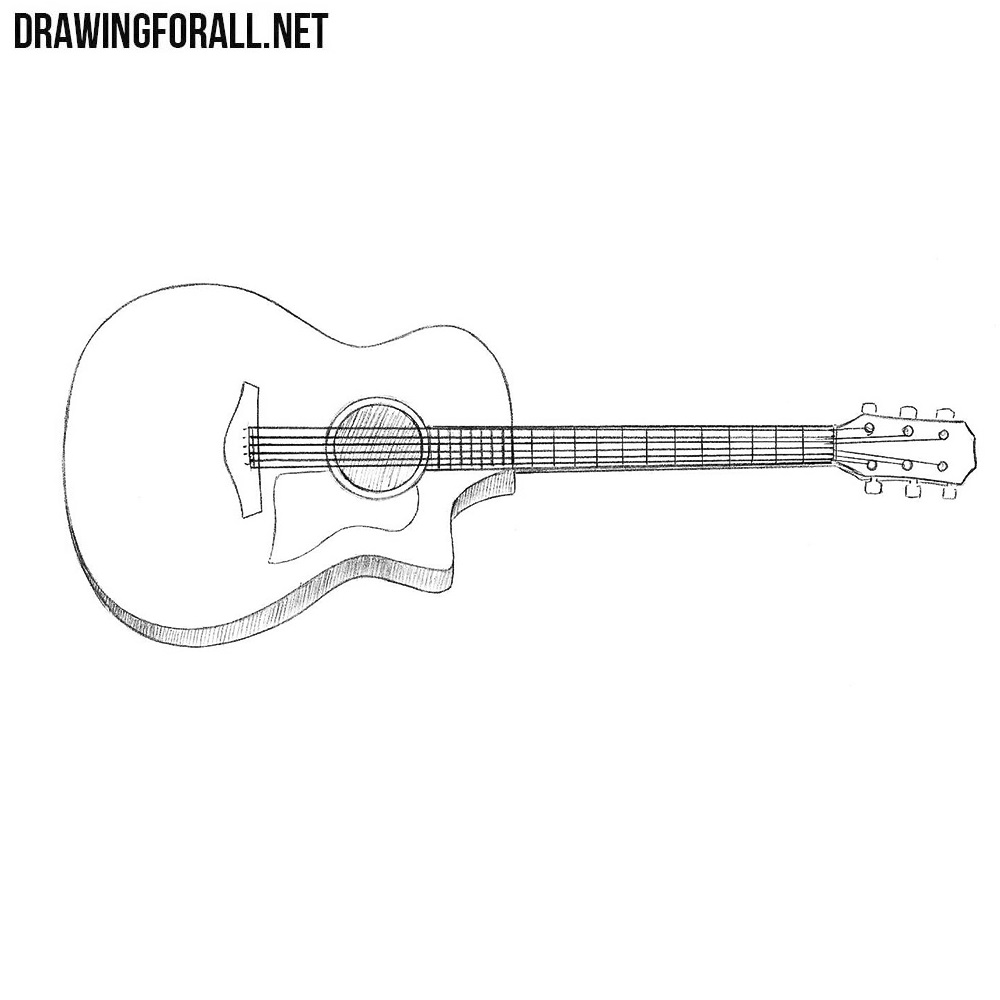 Raster Illustration Guitar Simple Drawing On Stock Illustration 1662378556  | Shutterstock