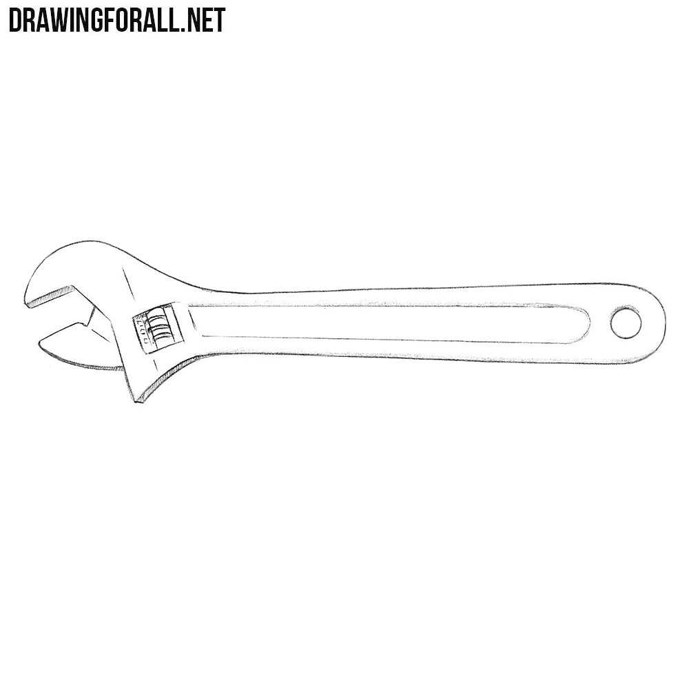 how to draw wrench step by step - YouTube