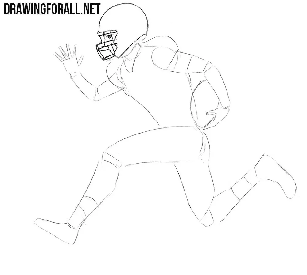 Premium Photo | American football player in helmet. ink black and white  drawing