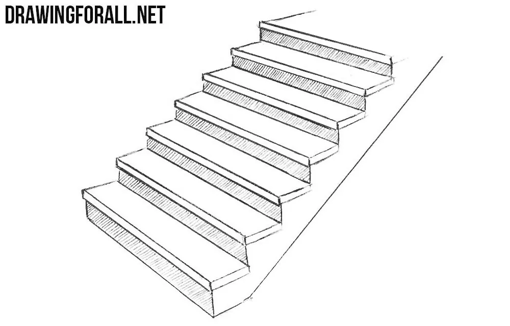 Stairs Drawing - How To Draw Stairs Step By Step