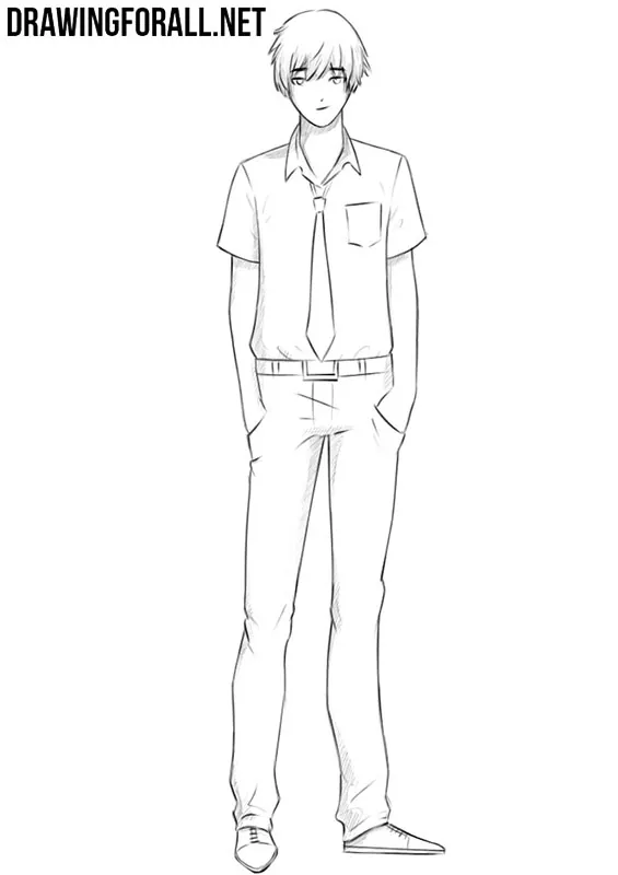 how to draw anime boy clothes