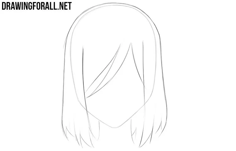 Vector clip art of anime girl with long hair  Public domain vectors