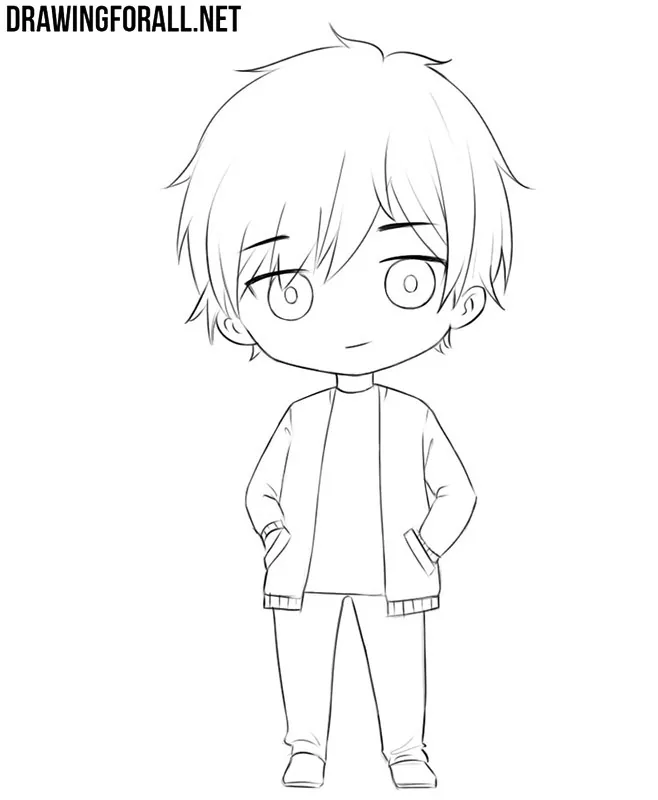 Simple drawing of a chibi anime boy