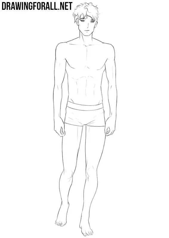 how to draw manga male body