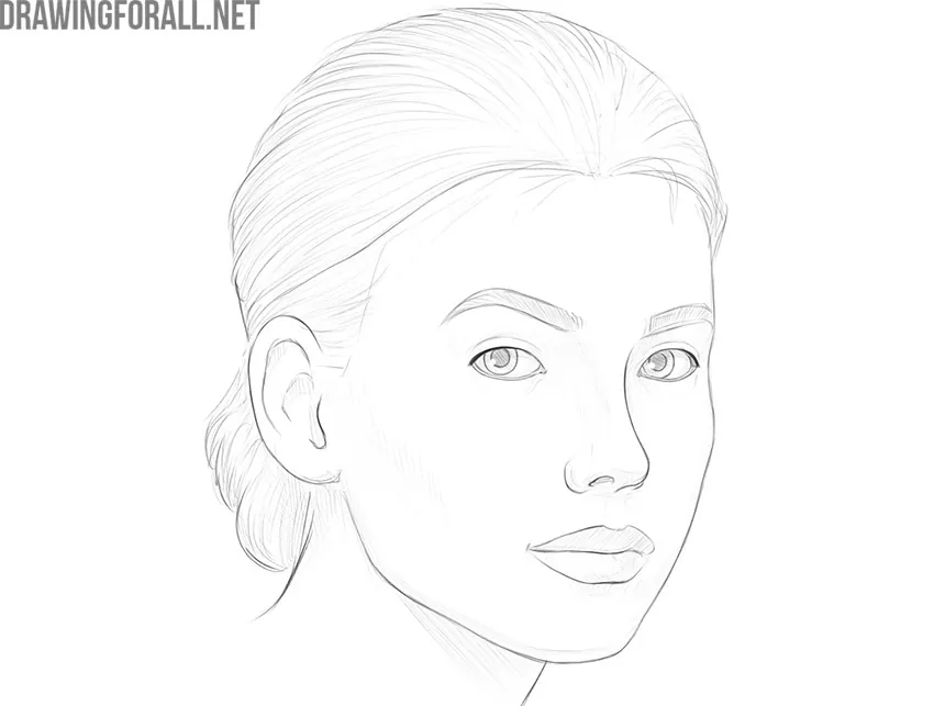 how to draw a female face side view
