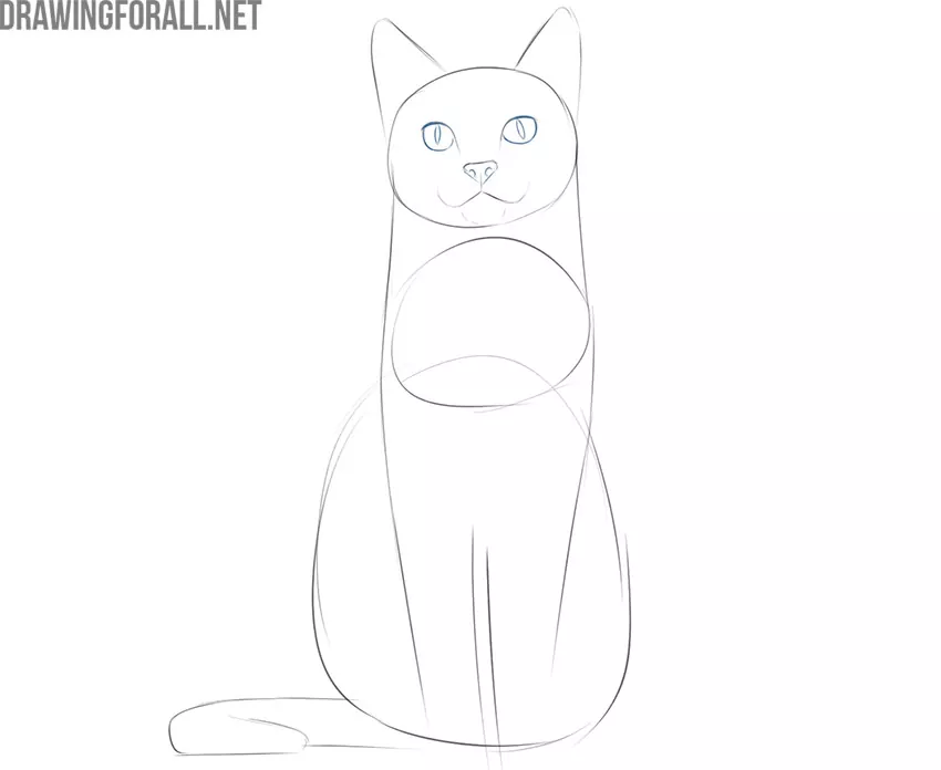 cat side view sitting drawing