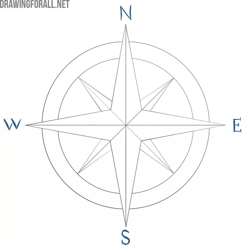 how to draw a compass rose simple