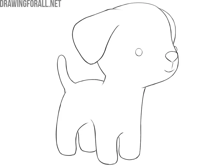 Dog Black And White Black And White Dog Cartoon Free - Beginner Easy Dog  Drawing, HD Png Download , Transparent Png Image - PNGitem
