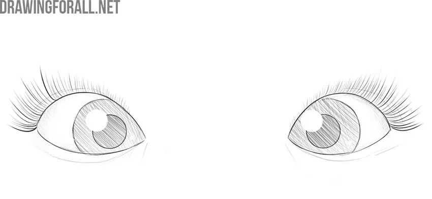 Tutorial of drawing human eye. Eye in anime style. female eyelashes